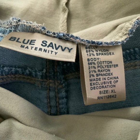 Blue Savvy Maternity Distressed Full Panel Shorts XL - Picture 3 of 8